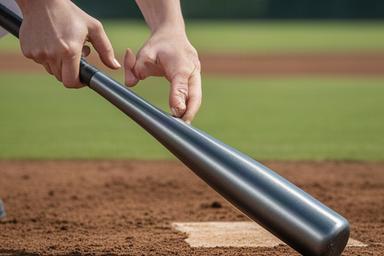 高校硬式野球用の新基準金属バットを手に取る選手